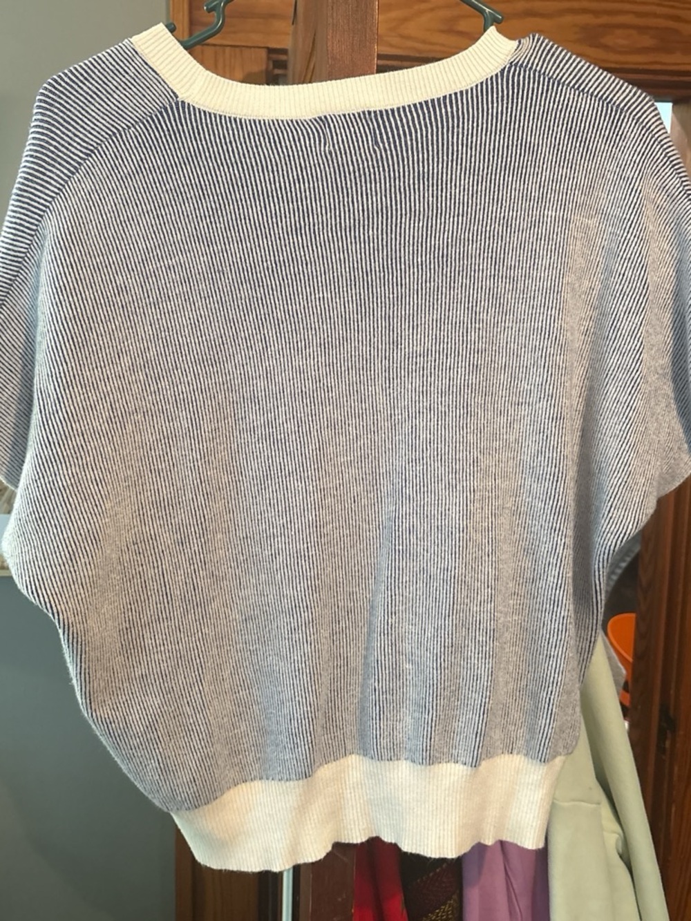Short Sleeve Knit Tee - Blue & White - Comfort Wash - Picture 2 of 2